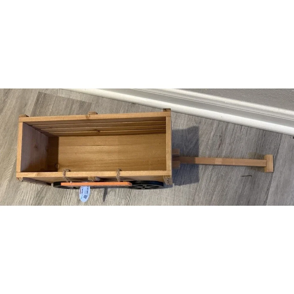 Wood Country Wagon Handcrafted Happy Harvest Basket Crate Flower box